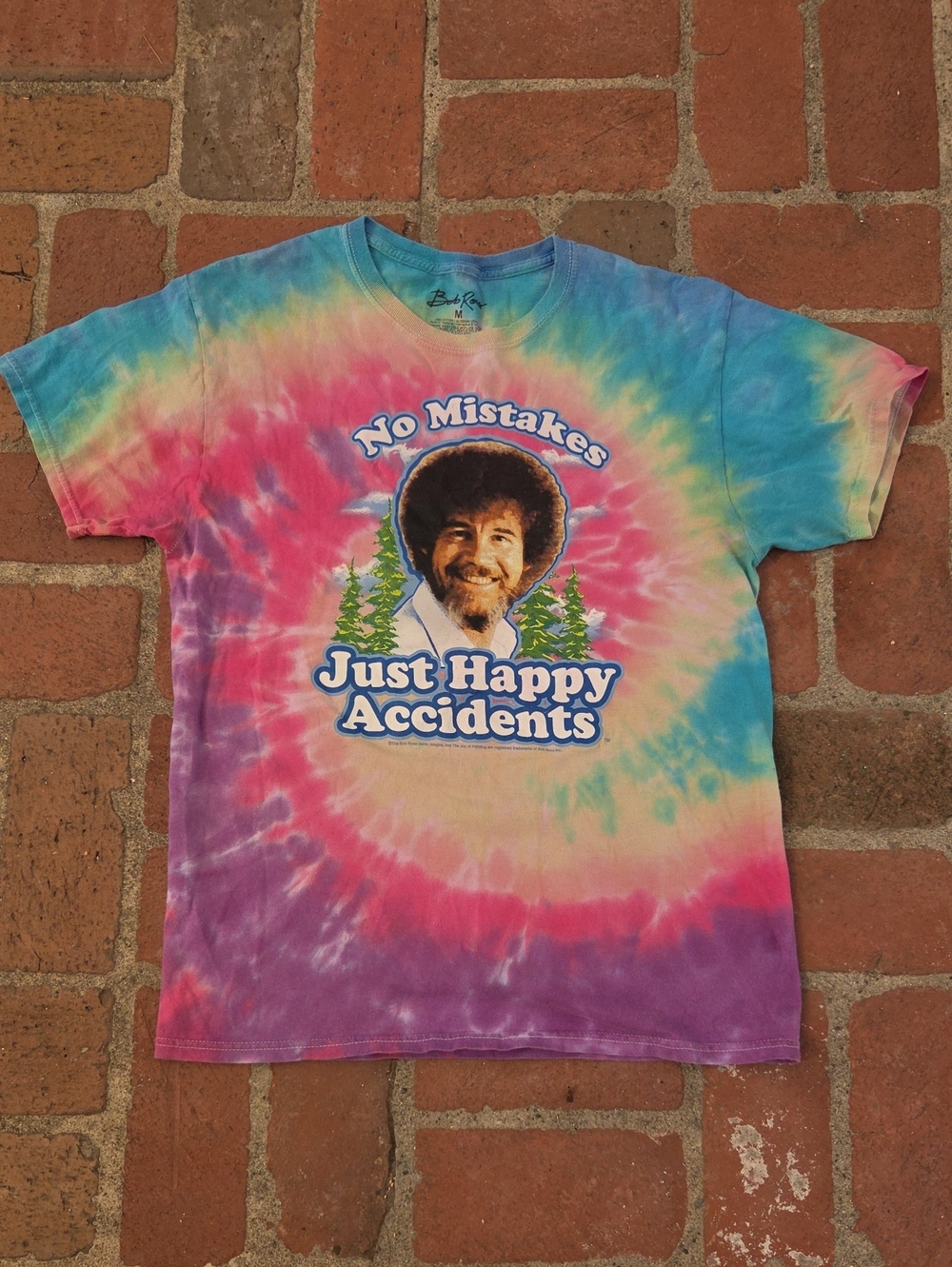 Tie-Dye 'No Mistakes Just Happy Accidents' Graphic Tee BOB ROSS